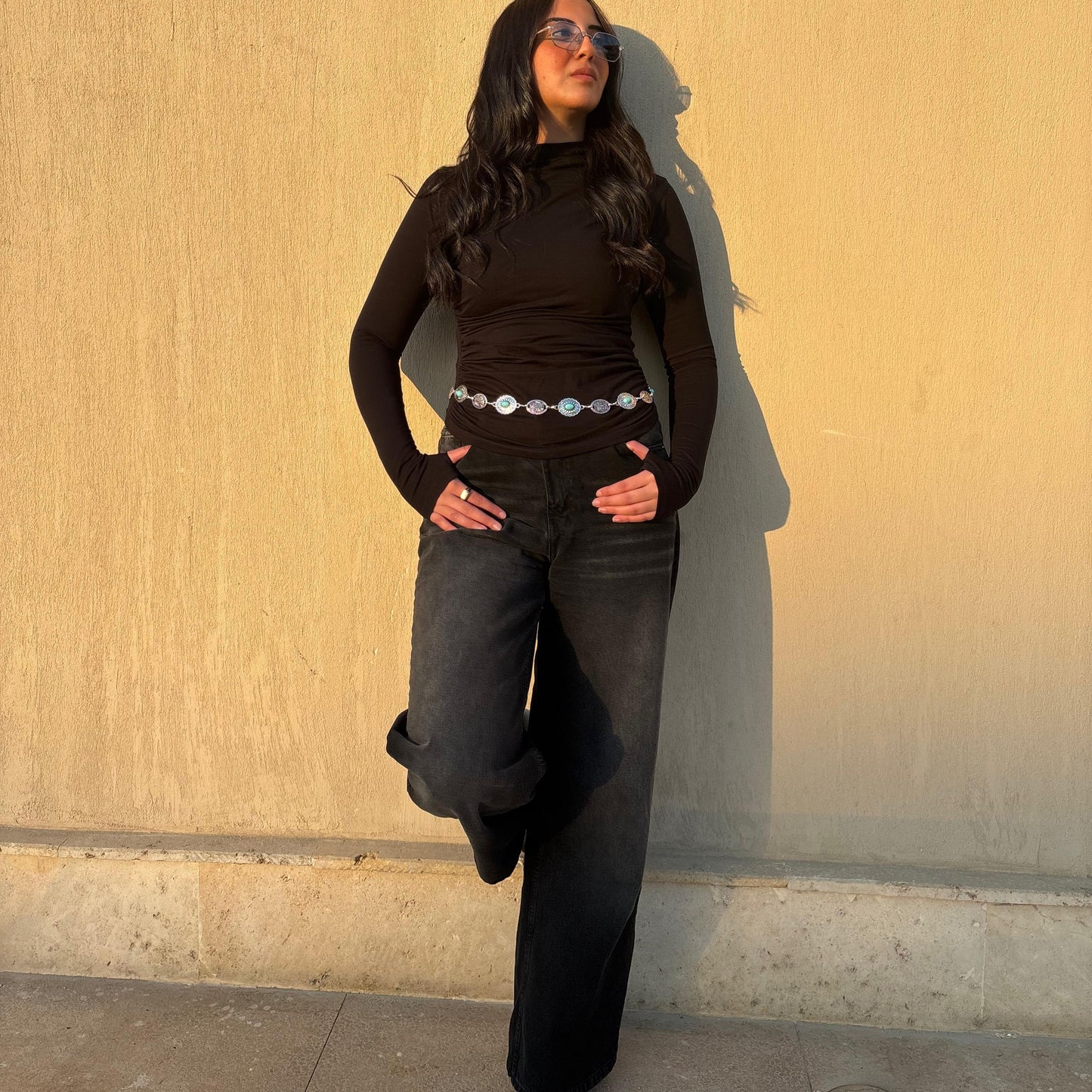 Maven Ruched Long Sleeve Top in Black