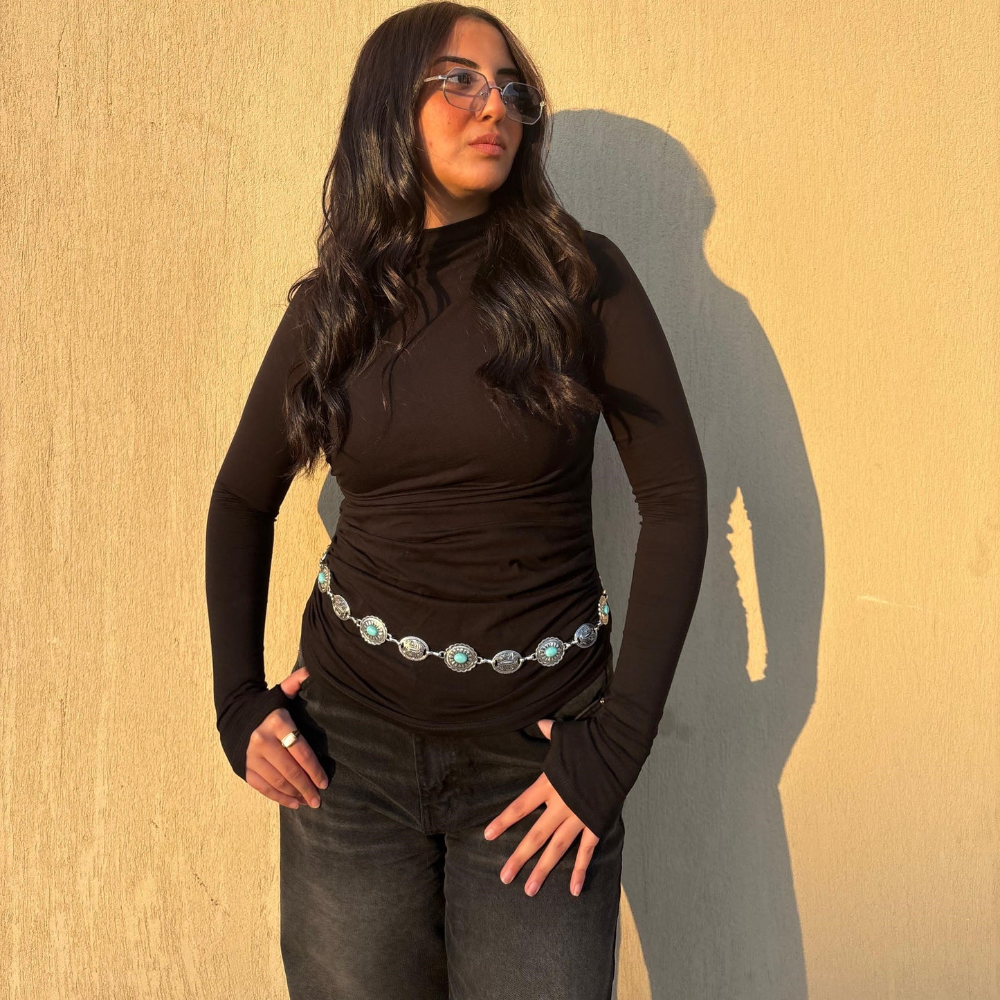 Maven Ruched Long Sleeve Top in Black