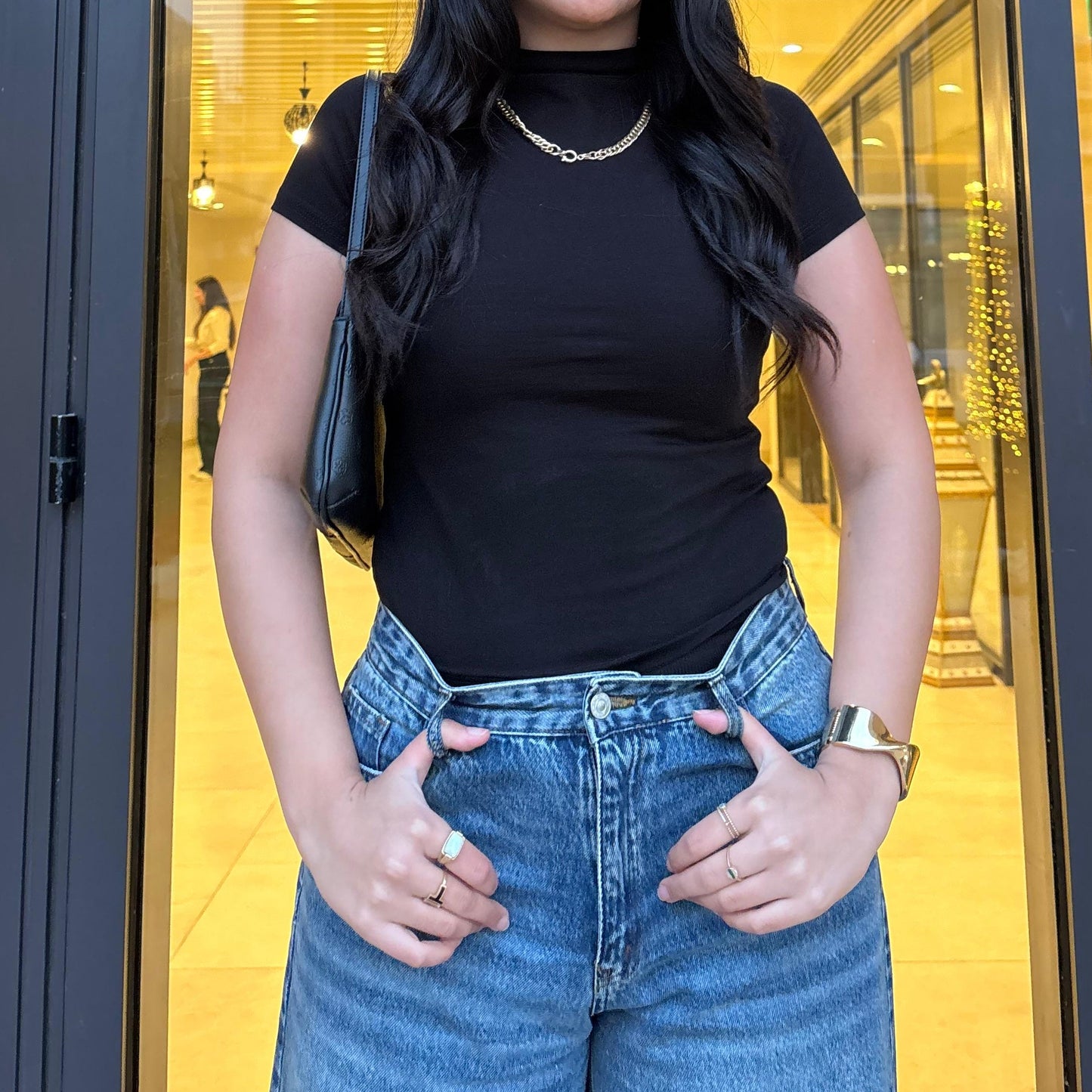 Smooth Cotton Top - Short Sleeve in Black