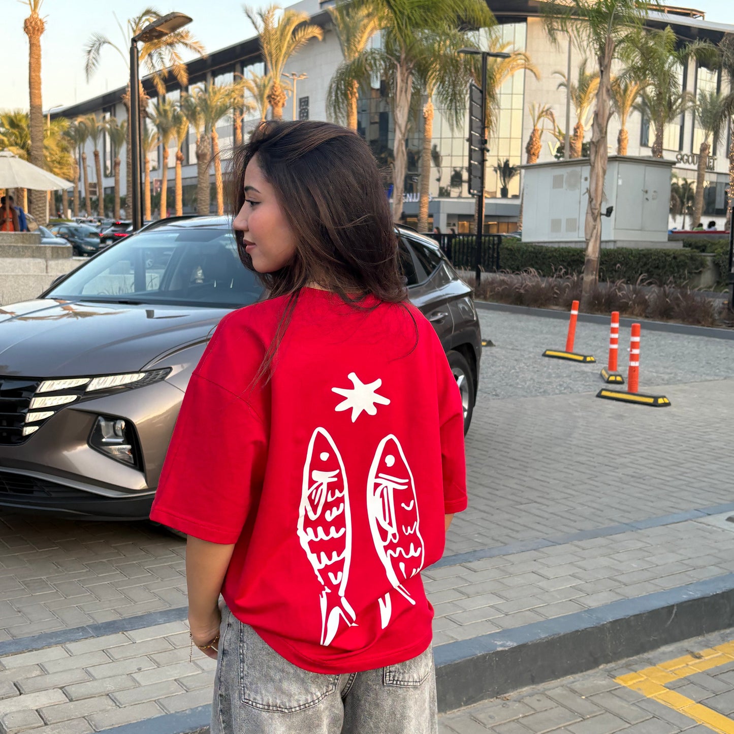Red Oversized Tee | 100% Milton Cotton